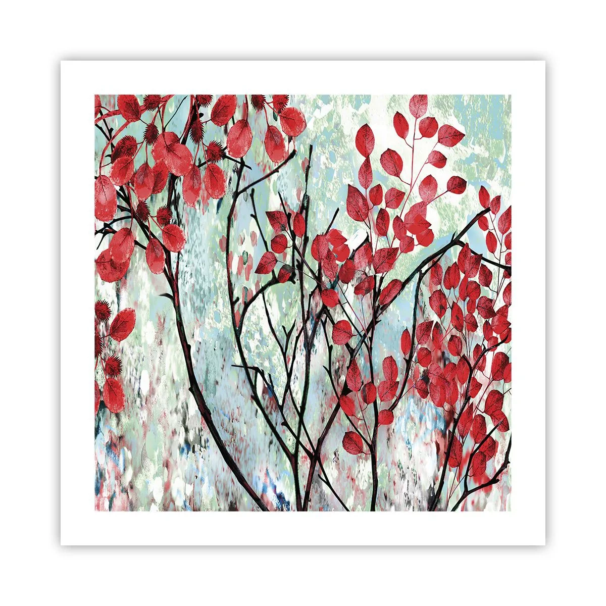 Plakat - Træ i skarlagenrødt - 50x50 cm