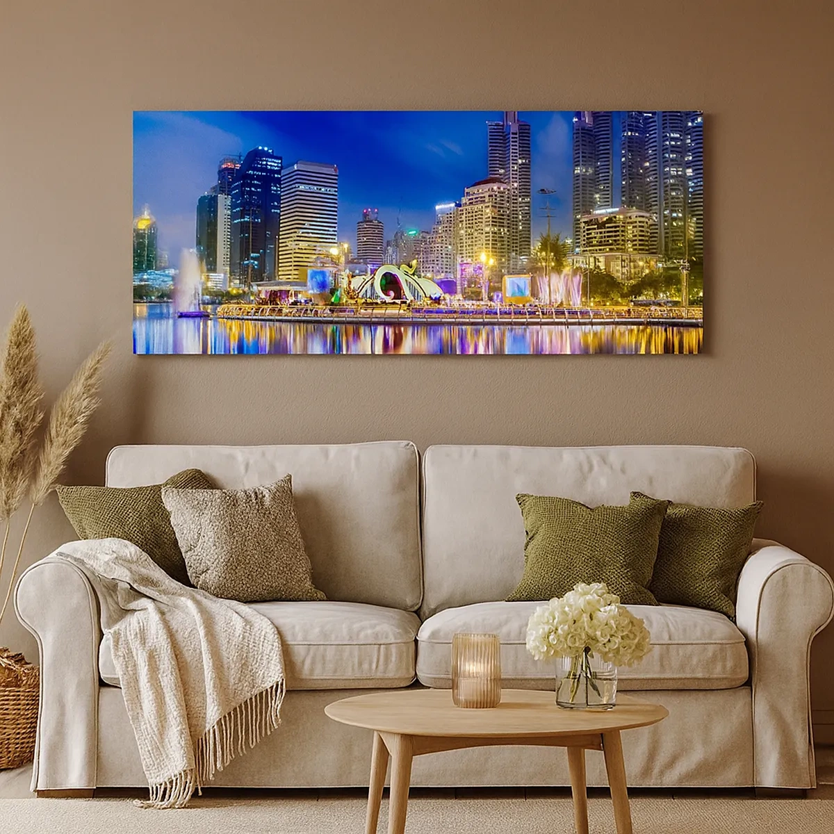 Lærredstryk - Billede på lærred - Regnbuenat i metropolen - 30x30 cm