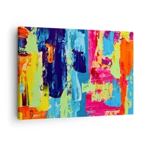 Lærredstryk - Billede på lærred - Abstrakt farvekomposition i dynamisk form - 70x50cm - Livet er smukt! - Moderne vægdekoration til stue og soveværelse ARTTOR