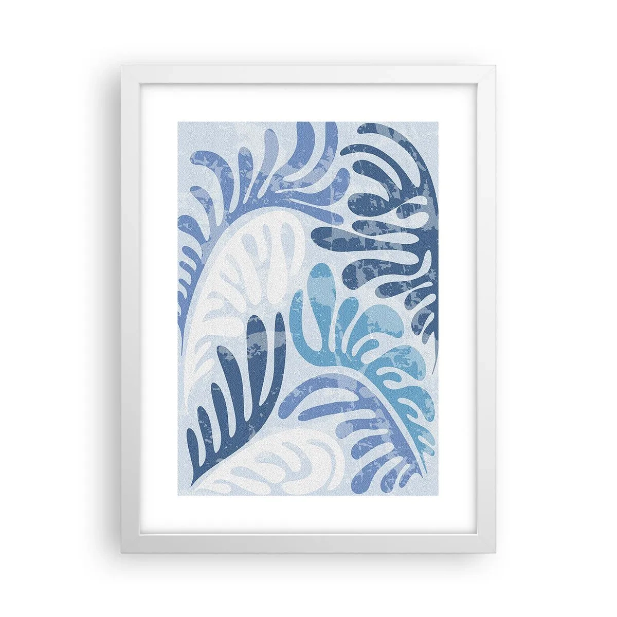 Plakat i hvid ramme - Blå bregner - 30x40 cm
