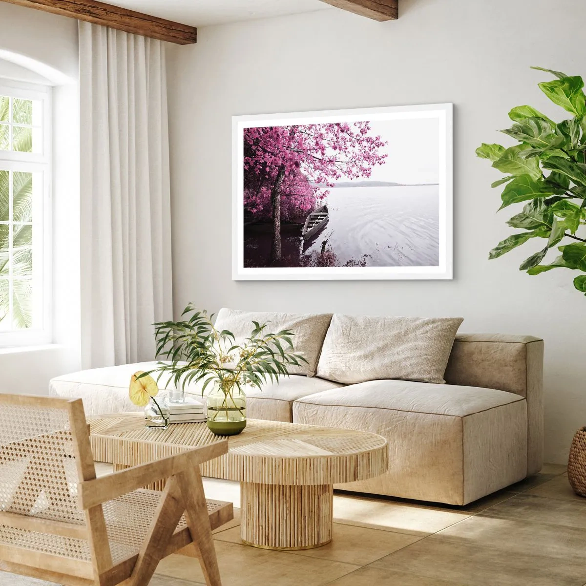 Plakat i hvid ramme - I lyserød stilhed - 40x30 cm