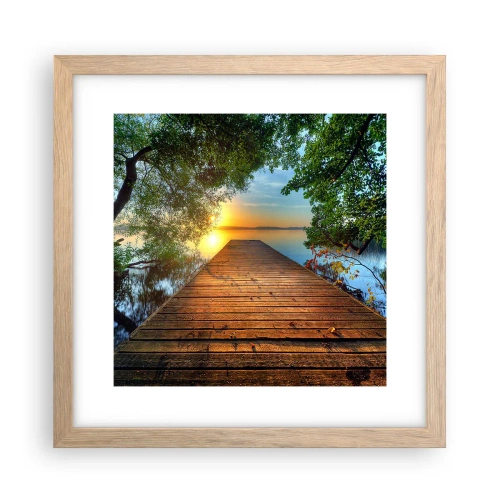 Plakat i ramme af lyst egetræ - Tag dig god tid, sæt dig ned - 30x30 cm