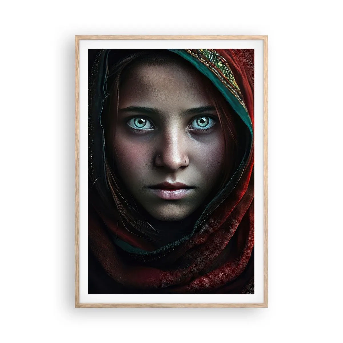 Plakat i ramme af lyst egetræ - Østens prinsesse - 70x100 cm