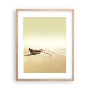 Plakat i ramme af lyst egetræ - Et minde om Sydhavet - 40x50 cm