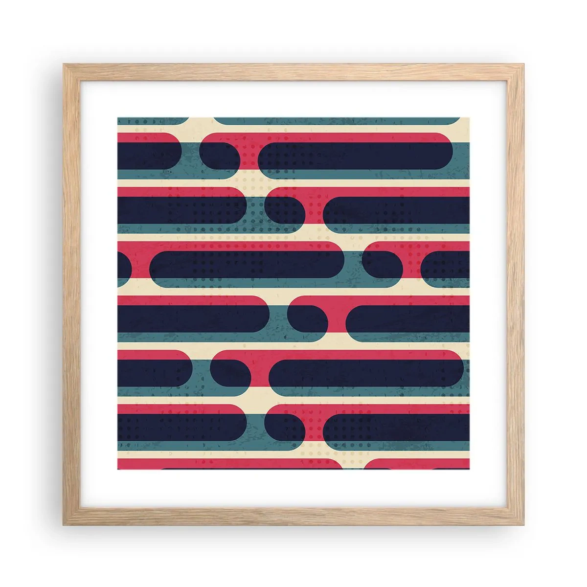 Plakat i ramme af lyst egetræ - Indad og fremad - 40x40 cm