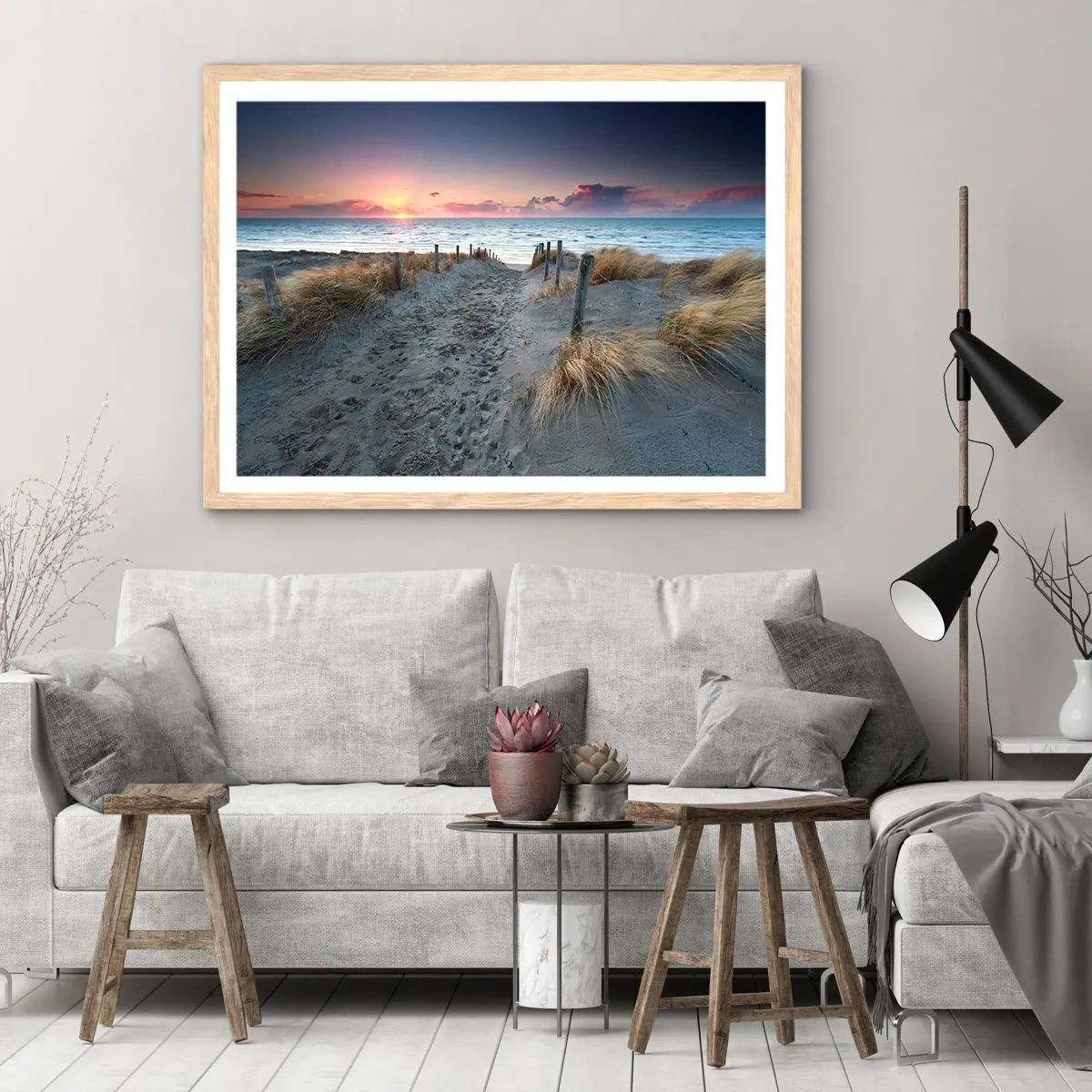 Plakat i ramme af lyst egetræ - Du har udgydt en regnbue af strålende pragt.... - 100x70 cm