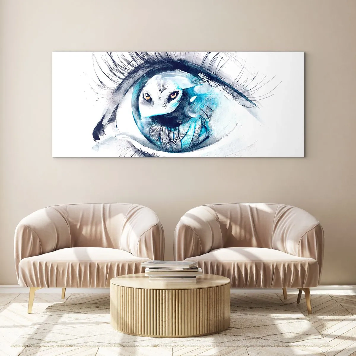 Billede på glas - Øje mod øje med vildskab - 160x50 cm