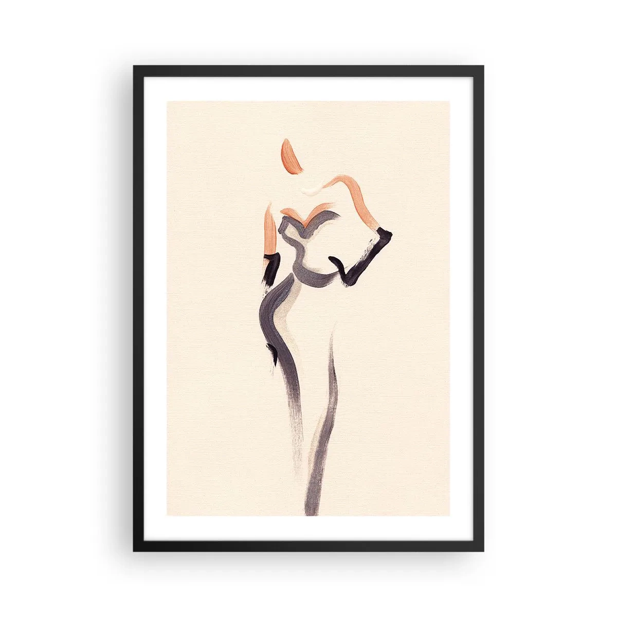 Plakat i sort ramme - Minimalistisk kvindelig silhuet - 50x70cm - Fra de gyldne år i Hollywood - Moderne vægdekoration til stue og soveværelse ARTTOR