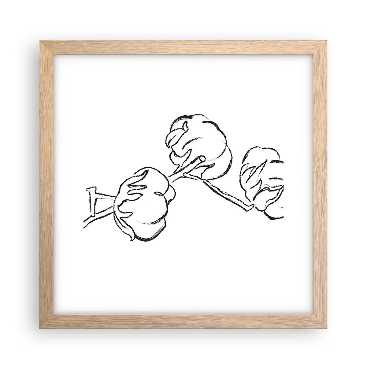 Plakat i ramme af lyst egetræ - Bomuld ned - 30x30 cm