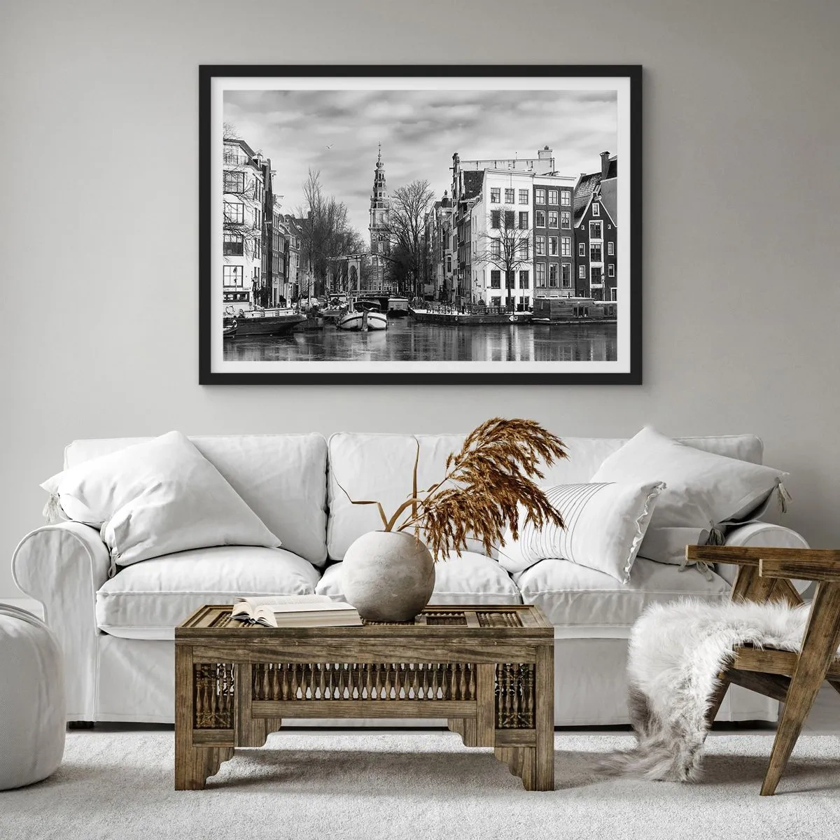 Plakat i sort ramme - Amsterdam stemning - 50x40 cm
