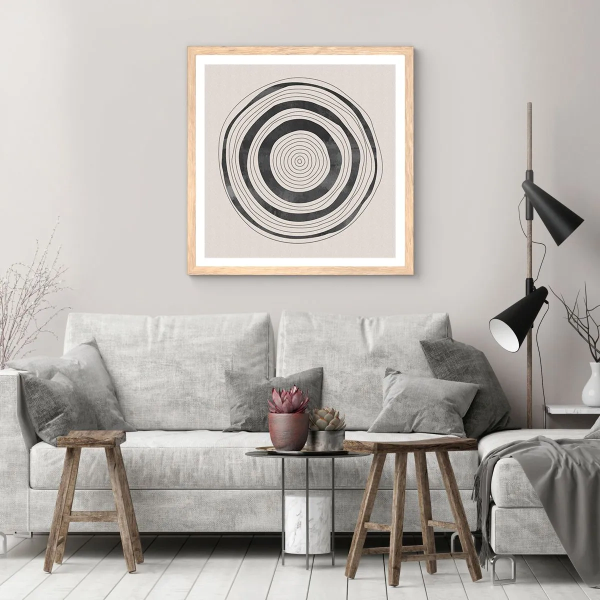 Plakat i ramme af lyst egetræ - Det vigtige er det, der er imellem - 40x40 cm