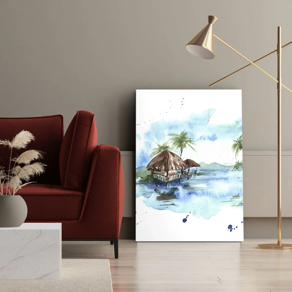 Lærredstryk - Billede på lærred - Et sted i Stillehavet - 50x70 cm