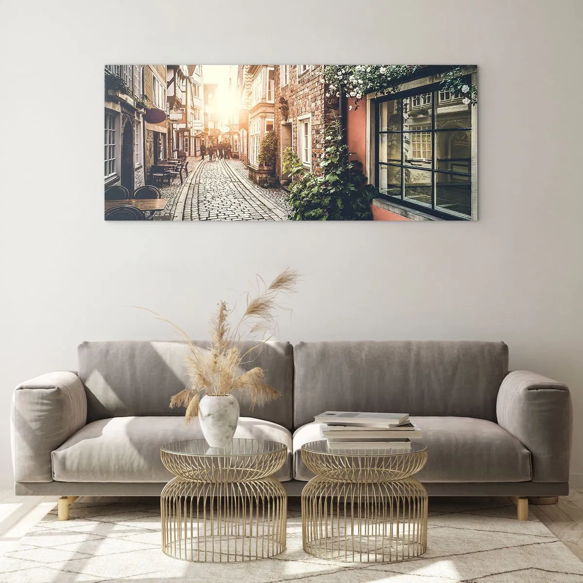 Billede på glas - En rosengyde i et lyserødt skær - 90x30 cm