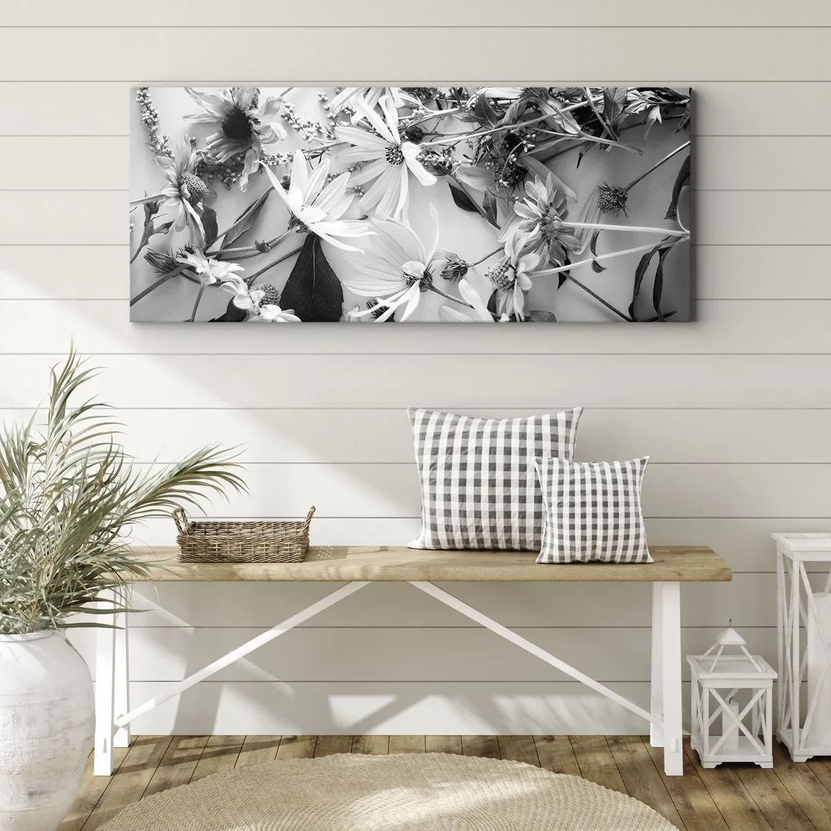 Lærredstryk - Billede på lærred - Blomster uden buket - 100x40 cm