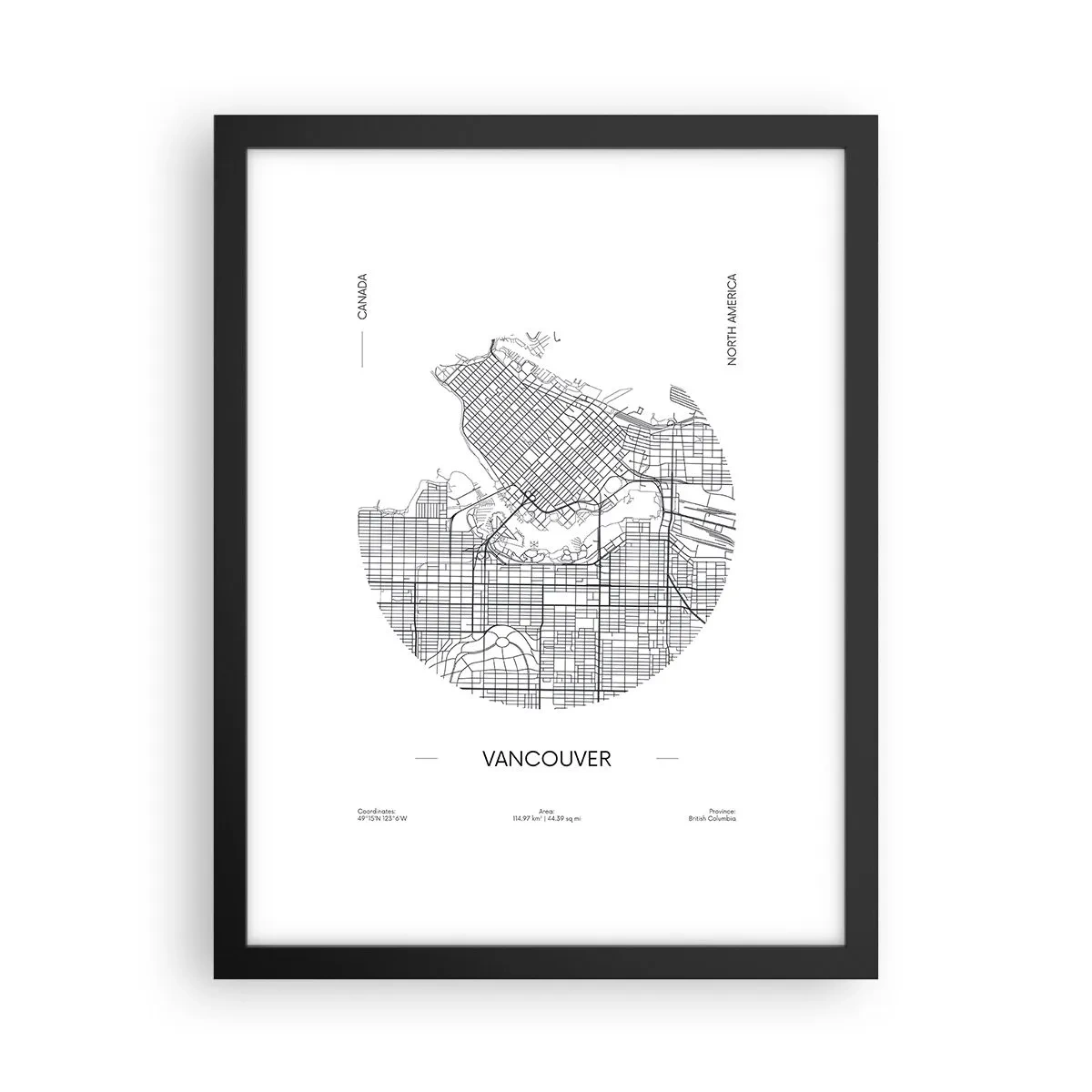 Plakat i sort ramme - Anatomi af Vacouver - 30x40 cm