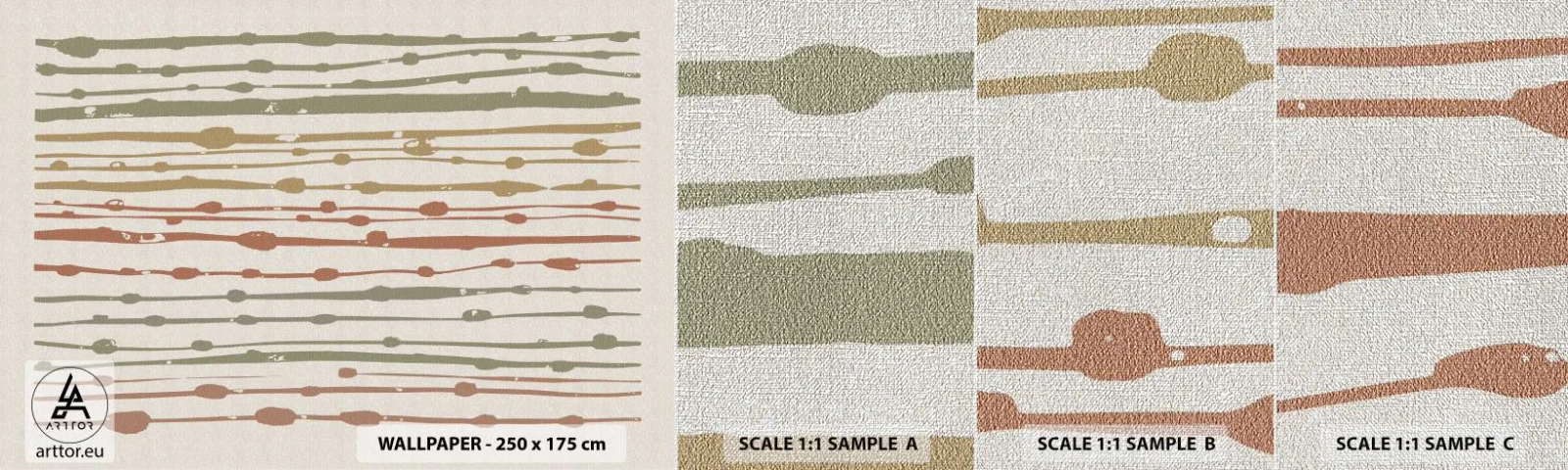 Prøve Fototapet Premium Canvas - Musikalsk farvenotation - Minimalisme, Pastel, Stykke - 100x30 cm