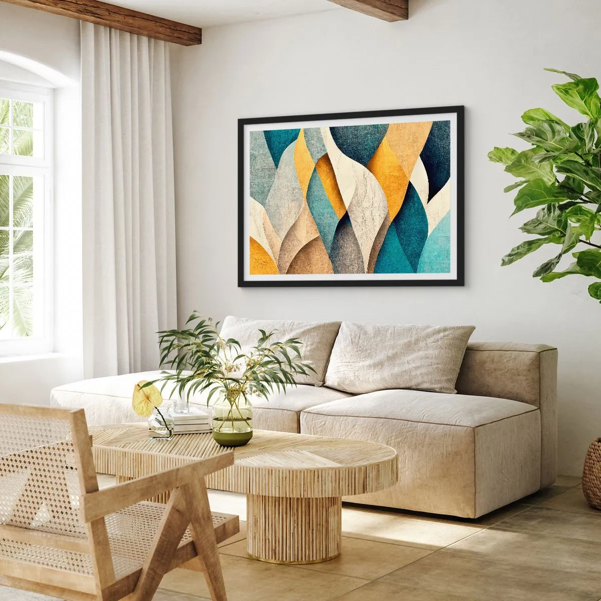 Plakat i sort ramme - Rytme og bølger - 70x50 cm
