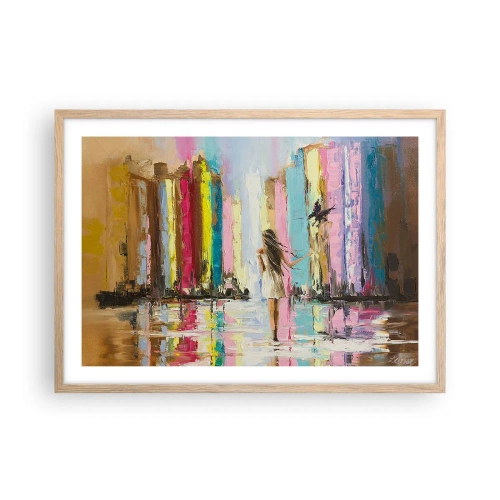 Plakat i ramme af lyst egetræ - Følg mig - 70x50 cm