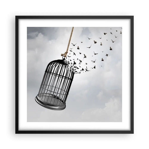 Plakat i sort ramme - Tro...håb...frihed! - 50x50 cm