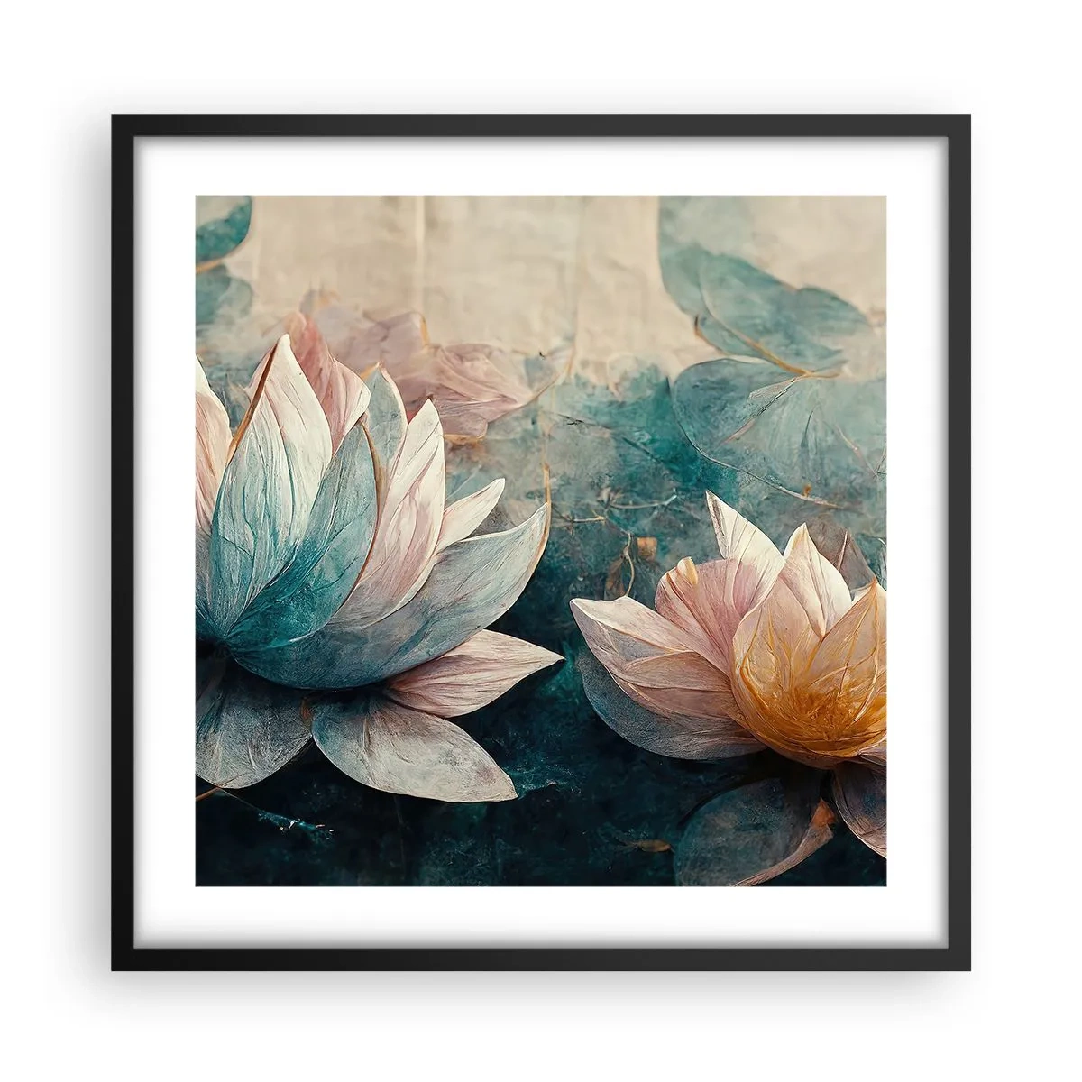 Plakat i sort ramme - Søens stjerner - 50x50 cm