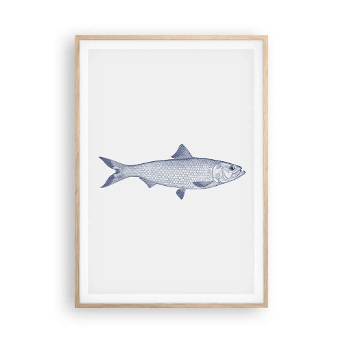 Plakat i ramme af lyst egetræ - Hilsner fra de nordlige have - 70x100 cm