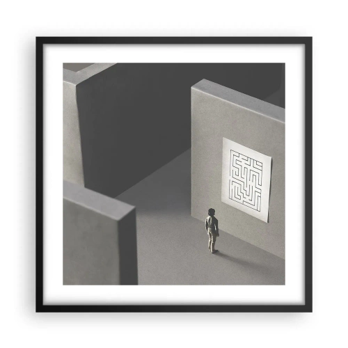 Plakat i sort ramme - Men hvor er jeg? - 50x50 cm