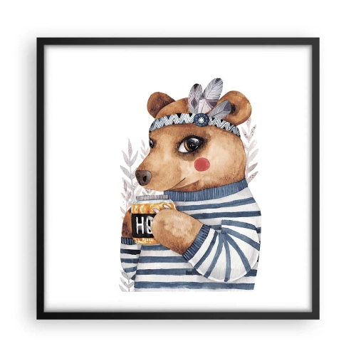 Plakat i sort ramme - Søde bjørn - 50x50 cm