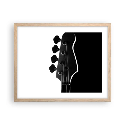 Plakat i ramme af lyst egetræ - Stilhed i klipper - 50x40 cm