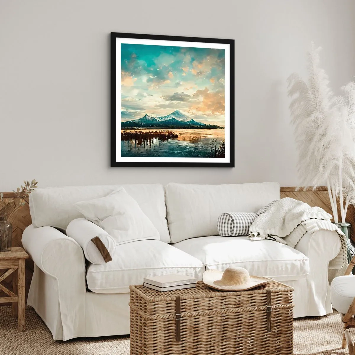 Plakat i sort ramme - Under himlens beskyttelse - 50x50 cm