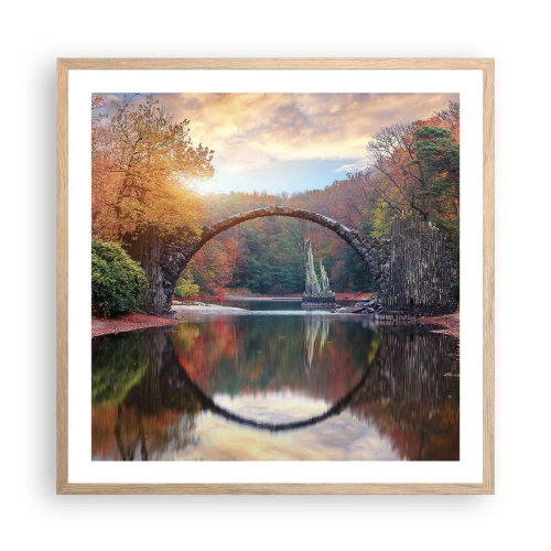 Plakat i ramme af lyst egetræ - På den anden side af spejlet - 60x60 cm