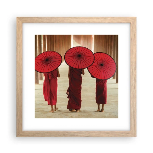 Plakat i ramme af lyst egetræ - På vej til det rene land - 30x30 cm