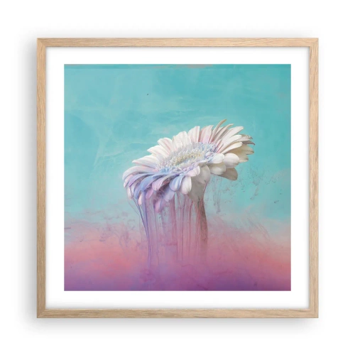 Plakat i ramme af lyst egetræ - Blomster efter døden - 50x50 cm