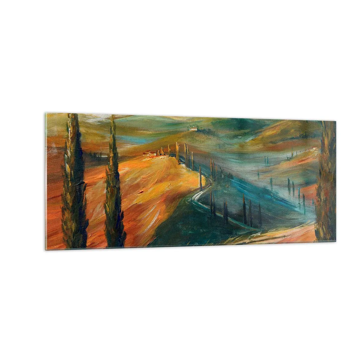 Billede på glas - Toscansk landskab - 100x40 cm