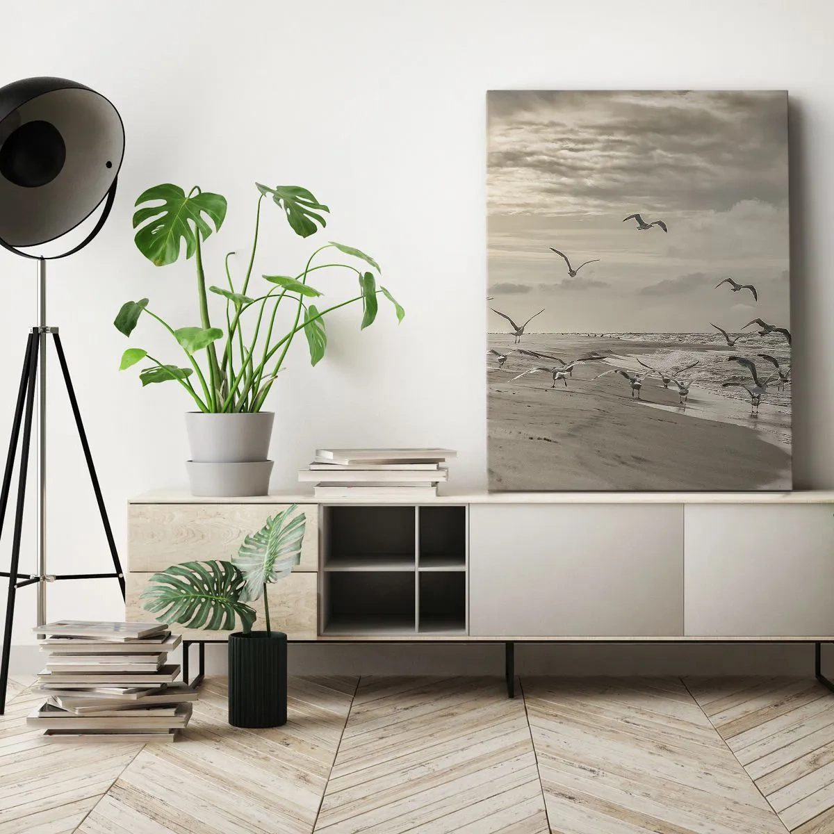 Lærredstryk - Billede på lærred - Havet brummer, fuglene synger - 50x70 cm