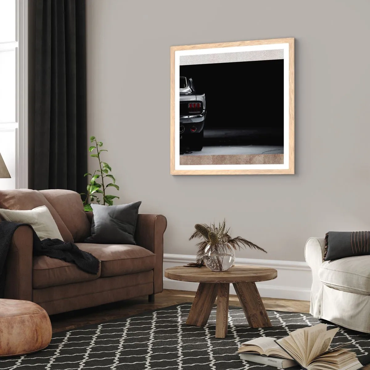 Plakat i ramme af lyst egetræ - Klassisk charme - 40x40 cm