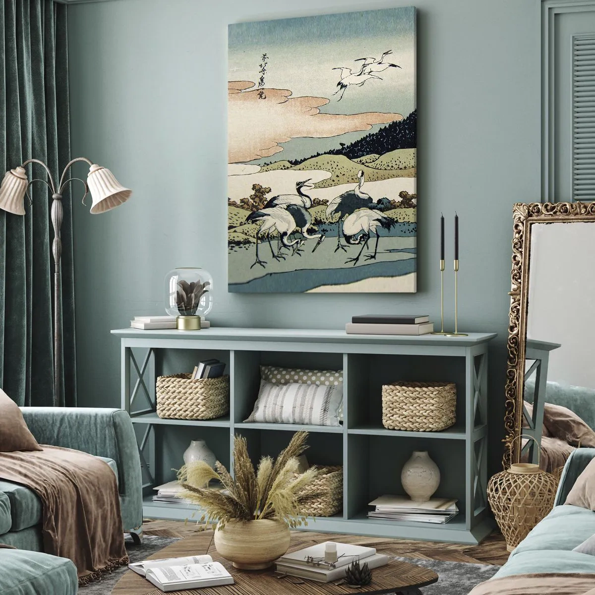 Lærredstryk - Billede på lærred - I japansk ånd - 65x120 cm