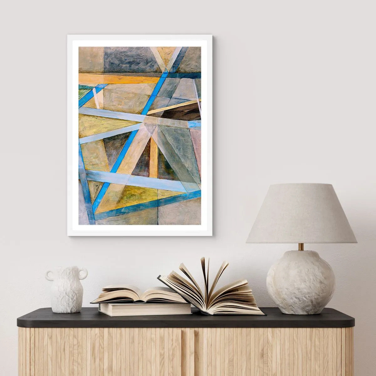 Plakat i hvid ramme - Lige eller skråt? - 40x50 cm