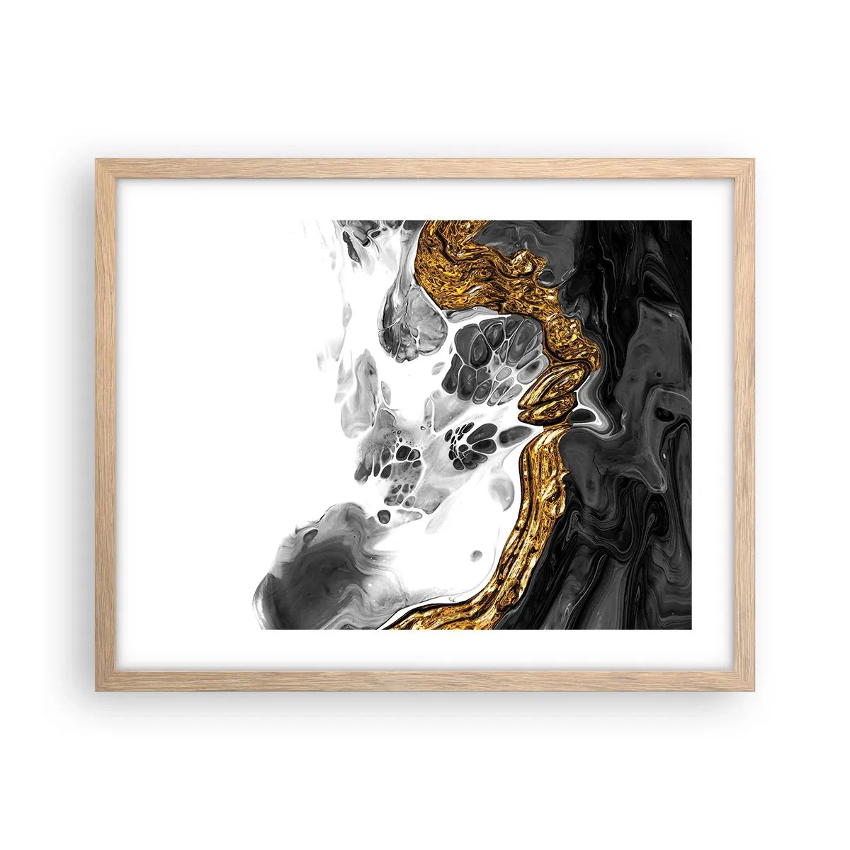 Plakat i ramme af lyst egetræ - Organisk sammensætning - 50x40 cm