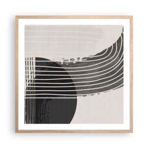 Plakat i ramme af lyst egetræ - Derhen og tilbage - 60x60 cm