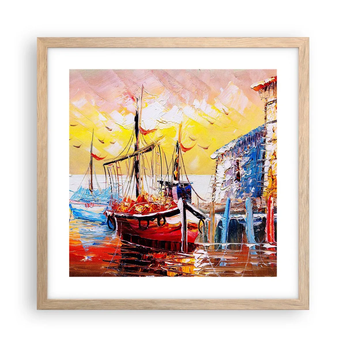 Plakat i ramme af lyst egetræ - Glædelig tilbagevenden - 40x40 cm