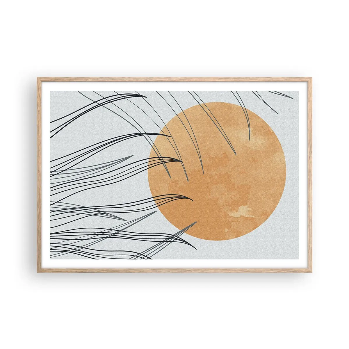 Plakat i ramme af lyst egetræ - Altid mod solen - 100x70 cm