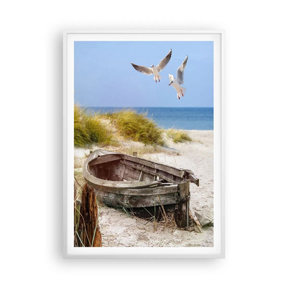 Plakat i hvid ramme - Badet i vinden - 70x100 cm