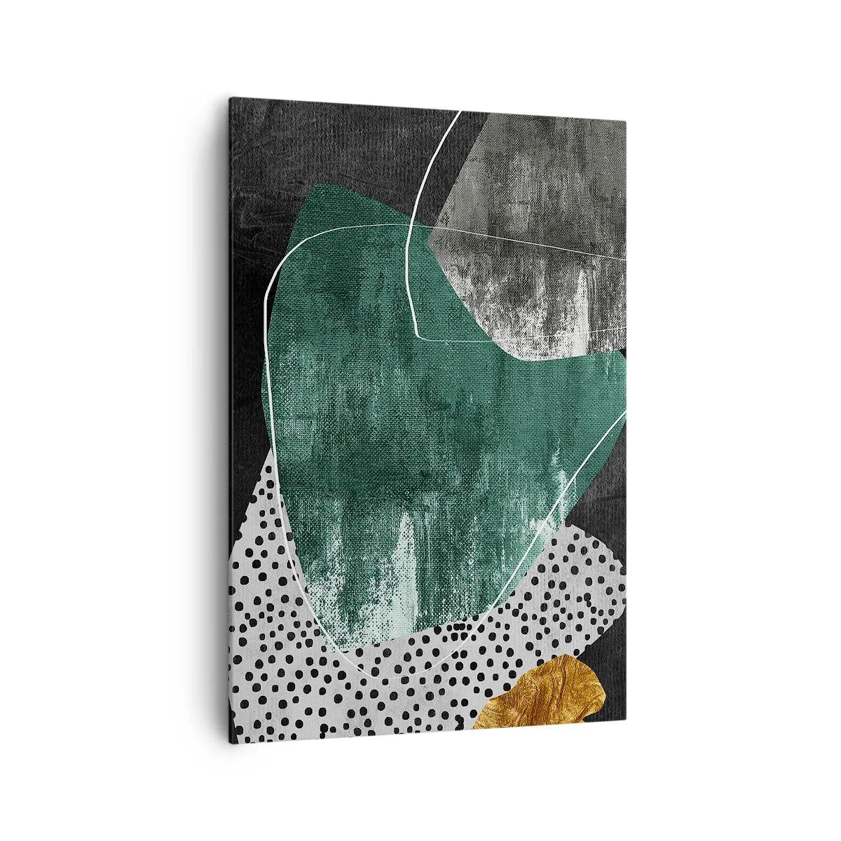 Lærredstryk - Billede på lærred - Farverig abstraktion med en guldflager - 70x100 cm