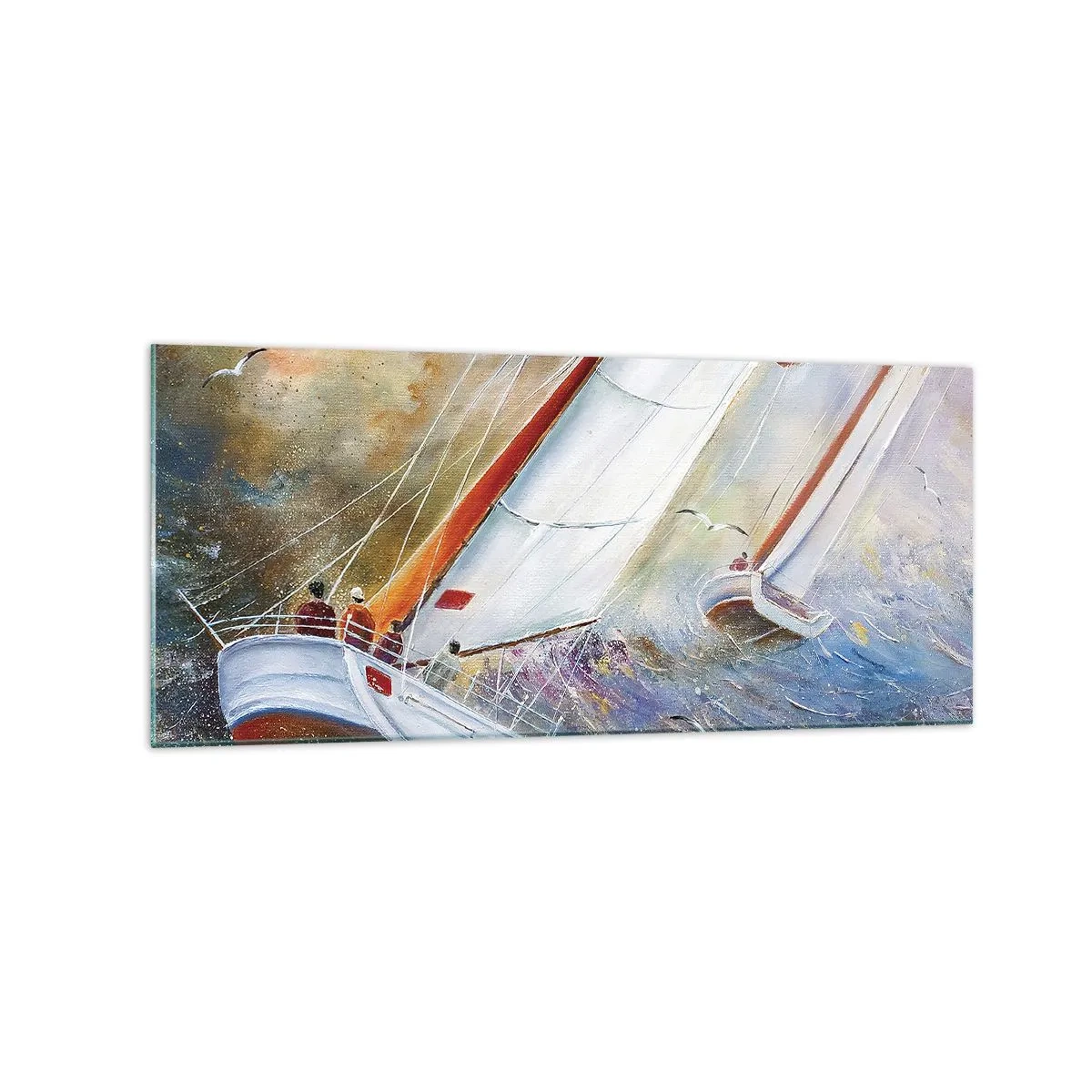 Billede på glas - Løber på bølgerne - 120x50 cm