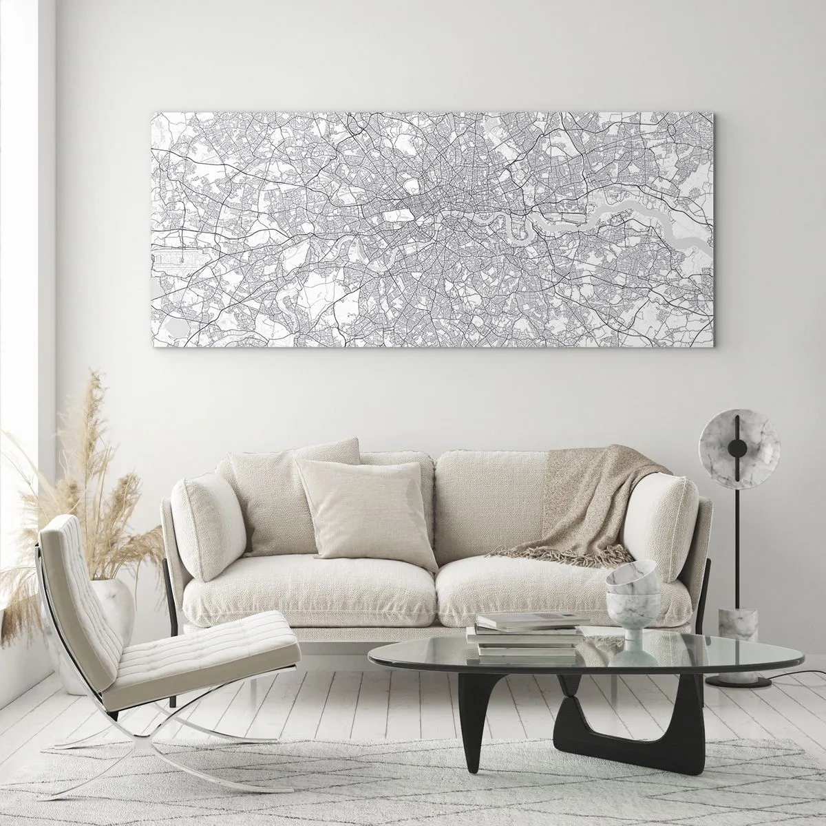 Billede på glas - Kort over Londons labyrint - 120x50 cm