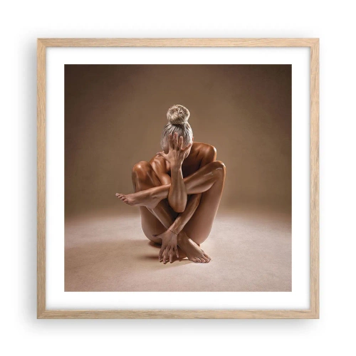 Plakat i ramme af lyst egetræ - Enhed mellem krop og ånd - 50x50 cm
