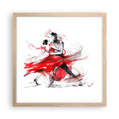 Plakat i ramme af lyst egetræ - Tango - passionens rytme - 40x40 cm