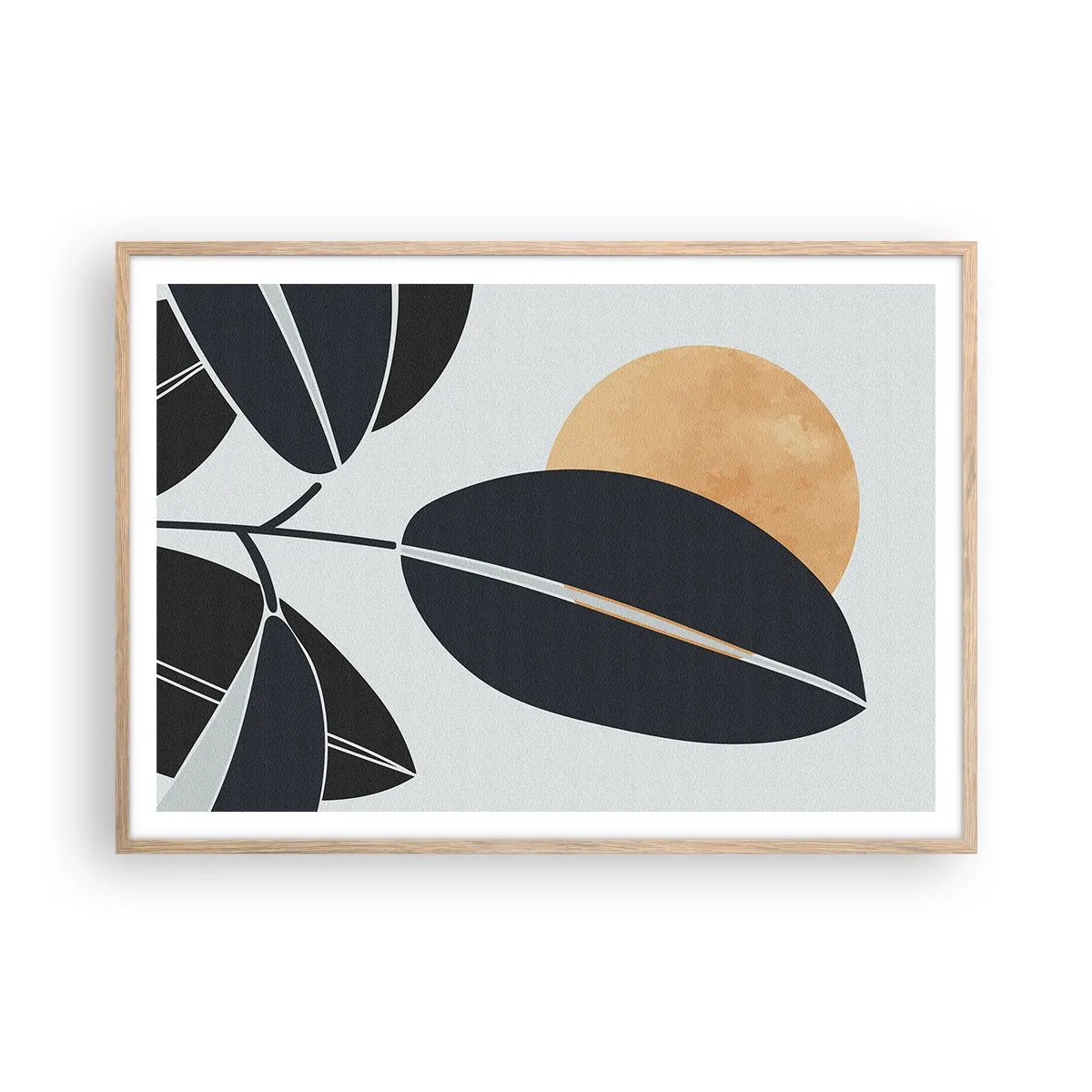 Plakat i ramme af lyst egetræ - En dag med varm sommer - 100x70 cm