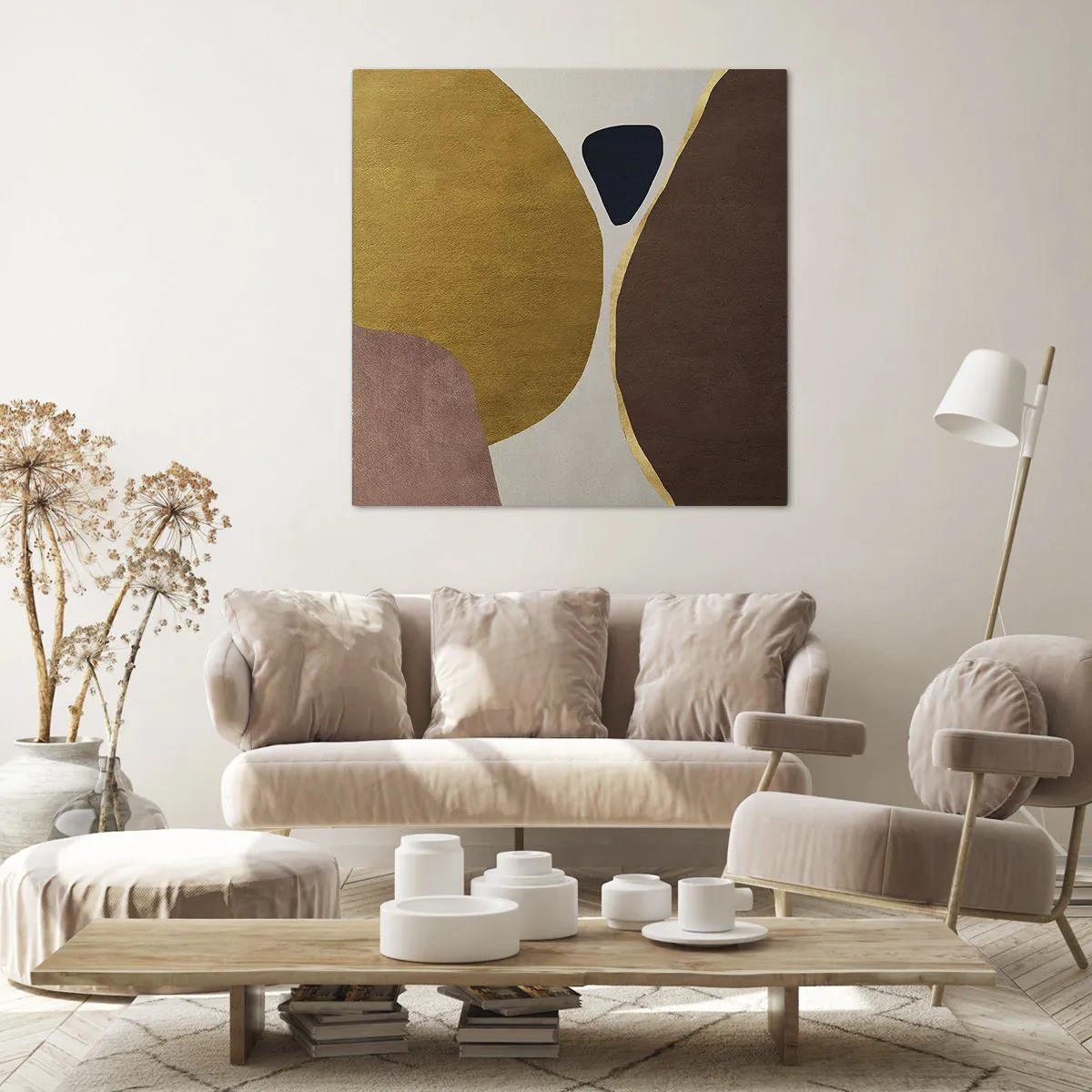 Lærredstryk - Billede på lærred - Abstraktion - et sted i rummet - 50x50 cm