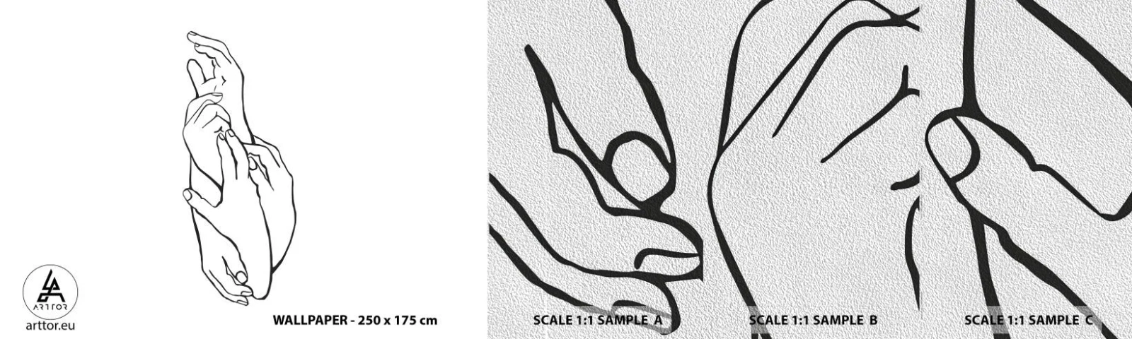 Prøve Fototapet Premium Sand - God berøring - Hænder, Linje, Minimalisme - 100x30 cm